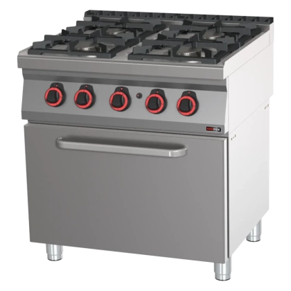 Tecnoinox - Fourneau dessus gaz sur four gaz statique GN2/1 - 4 feux - Gamme 700 - Modules 400 - PFG8GG7 main image 1